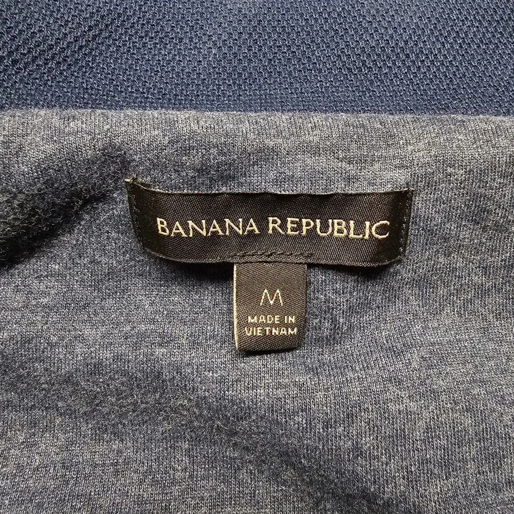 Banana Republic Puffer Vest Mens M Navy Blue Full Zip Quilted Mock Neck 4668
